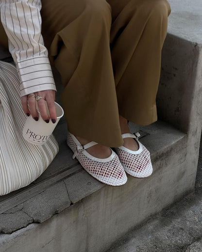 Sophia Mesh Ballerina Flats | Breathable Mesh & Leather