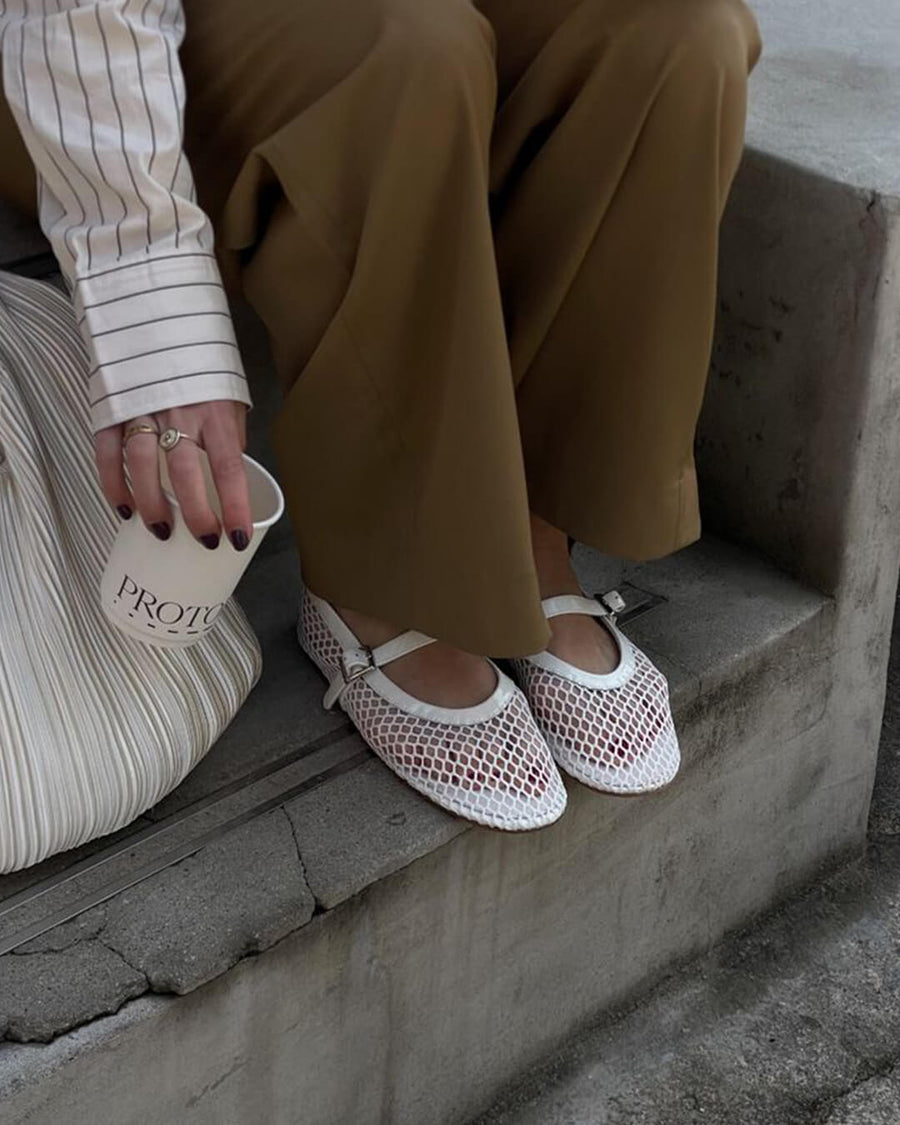 Sophia Mesh Ballerina Flats | Breathable Mesh & Leather