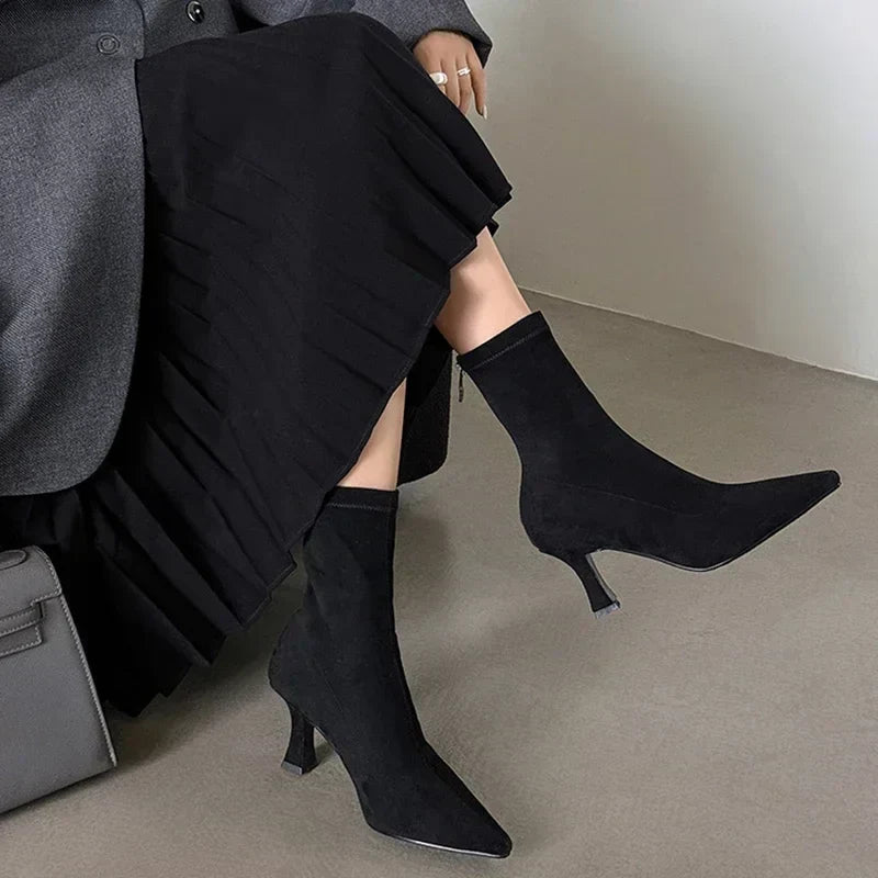 Luvrefashion | Clara Stylish Pointed Toe Ankle Boots for in Brown - image 7