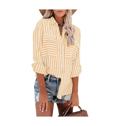Luvrefashion | Jane Striped Blouse Casual Chic in Pink - image 10