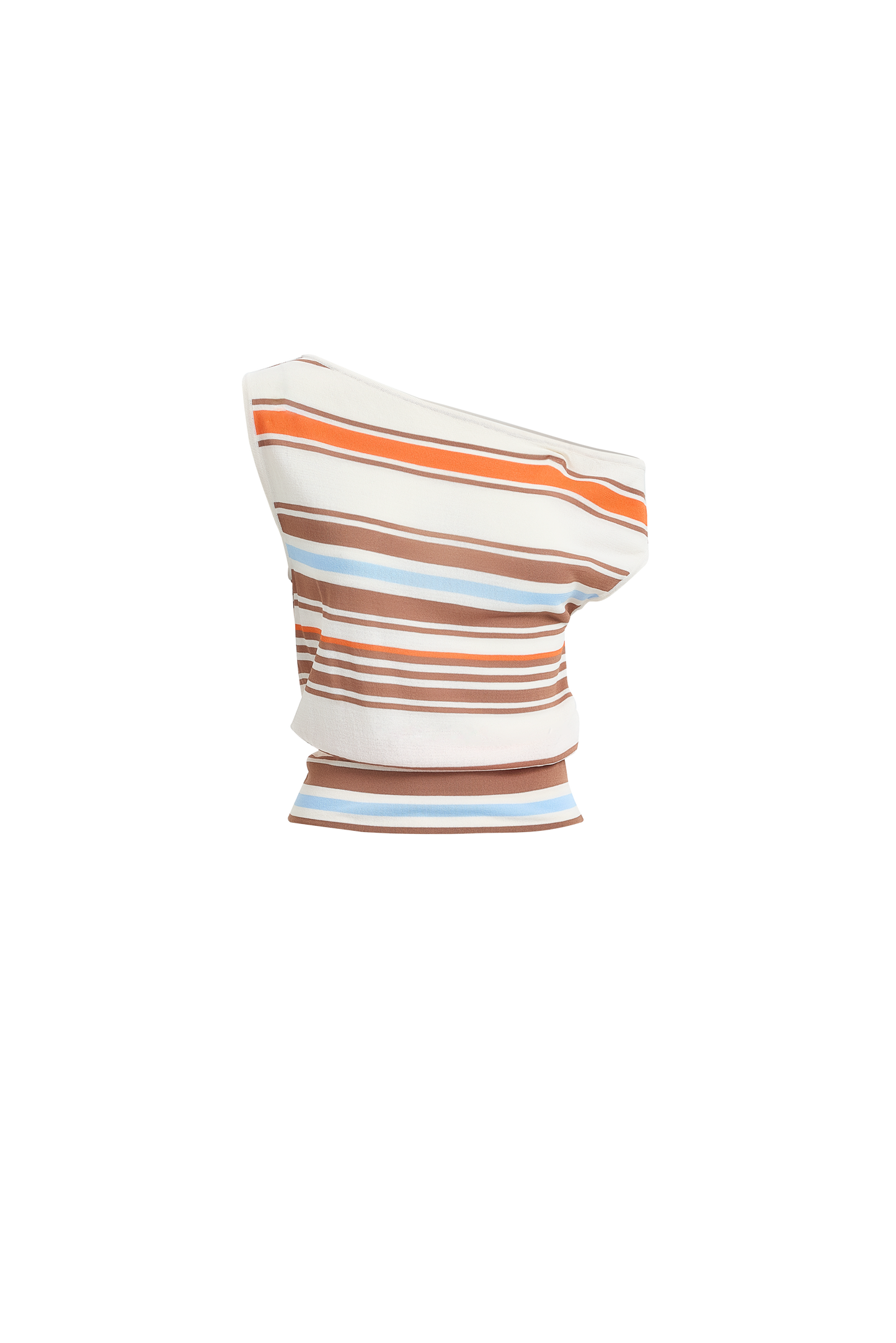 Blue Stripe Asymmetric Off Shoulder Women's Top