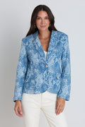Crystal Snake Print Single-Breasted Blazer with Padded Shoulders