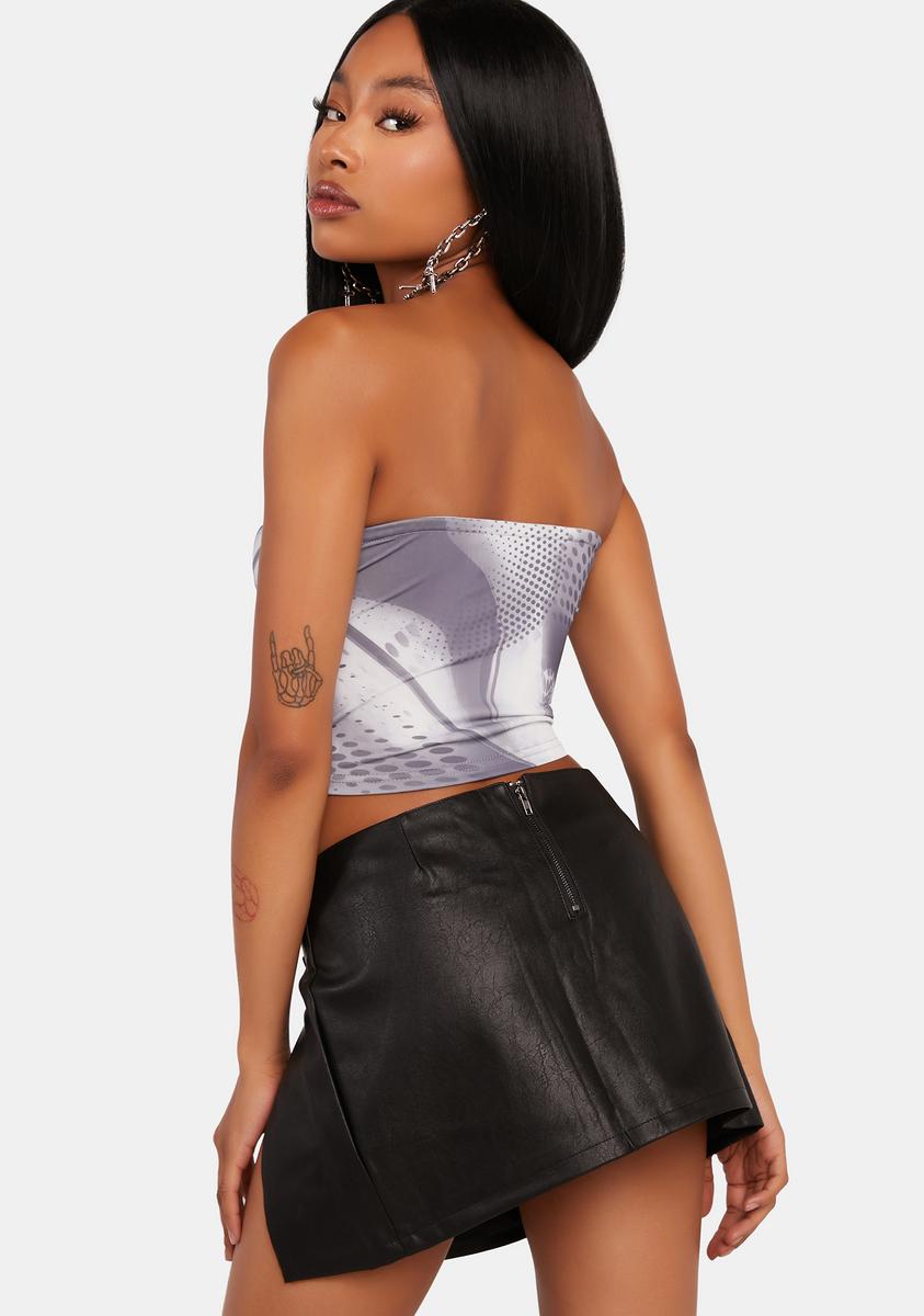 Gwyneth Black Side Buckle Faux Leather Mini Skirt