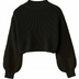 Cropped Sweater for Women with Voluminous Sleeves - Black