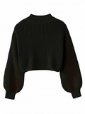 Cropped Sweater for Women with Voluminous Sleeves