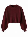 Cropped Sweater for Women with Voluminous Sleeves