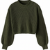 Cropped Sweater for Women with Voluminous Sleeves - Green
