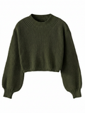 Cropped Sweater for Women with Voluminous Sleeves