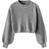 Cropped Sweater for Women with Voluminous Sleeves - Gray