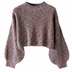 Cropped Sweater for Women with Voluminous Sleeves - Multicolor