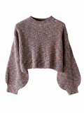 Cropped Sweater for Women with Voluminous Sleeves