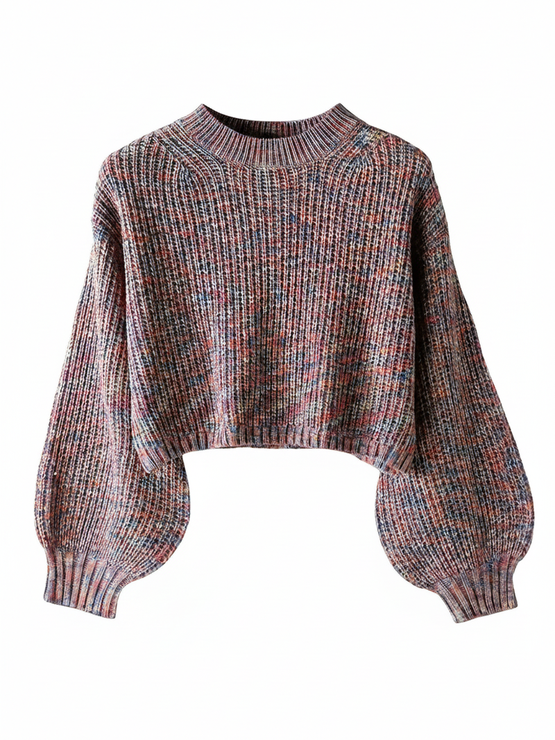 Luvrefashion | Cropped Sweater for with Voluminous Sleeves in Black - image 9