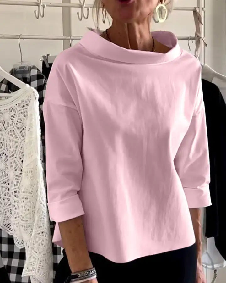 Luvrefashion | Diane Elevated Neckline in White - side view