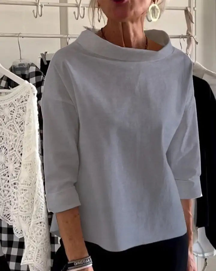 Luvrefashion | Diane Elevated Neckline in White - image 6
