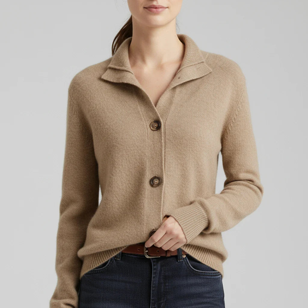 Luvrefashion | Ladies' Cardigan Sweater in Orange - back view