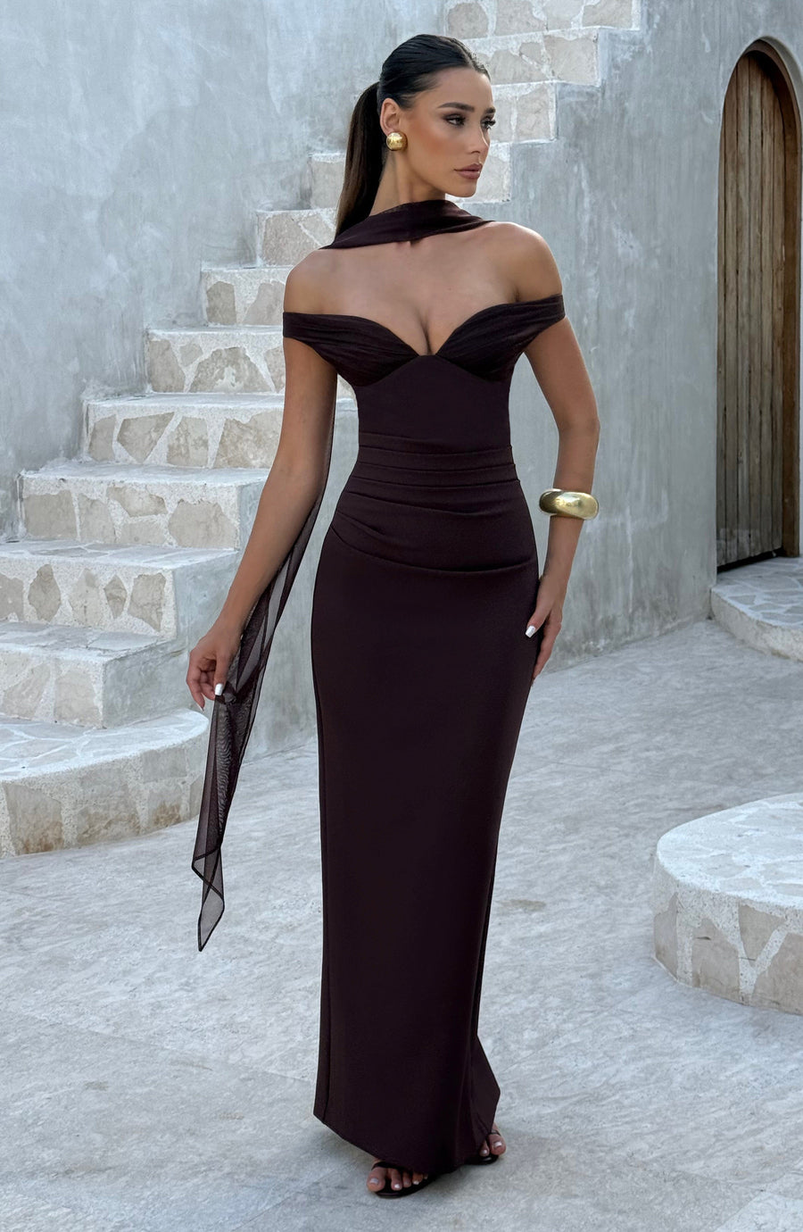 Sophia Plum Brown Maxi Summer Dress