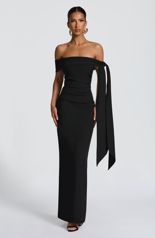 Addie Black Maxi Dress in XS - front view