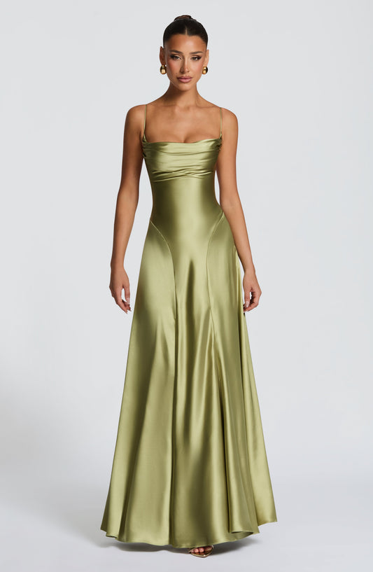 Sofia Maxi Summer Dress - Light Olive