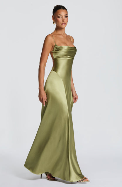 Sofia Maxi Summer Dress - Light Olive