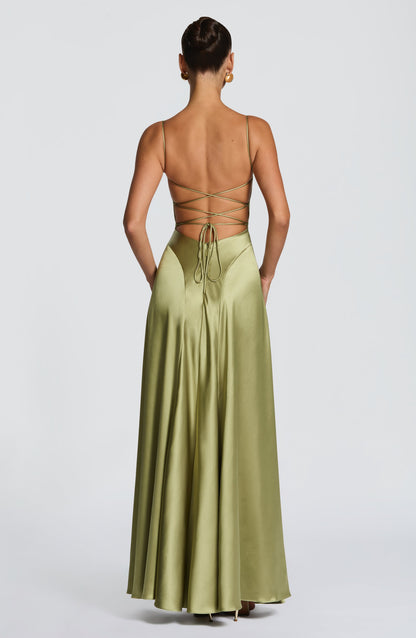 Sofia Maxi Summer Dress - Light Olive
