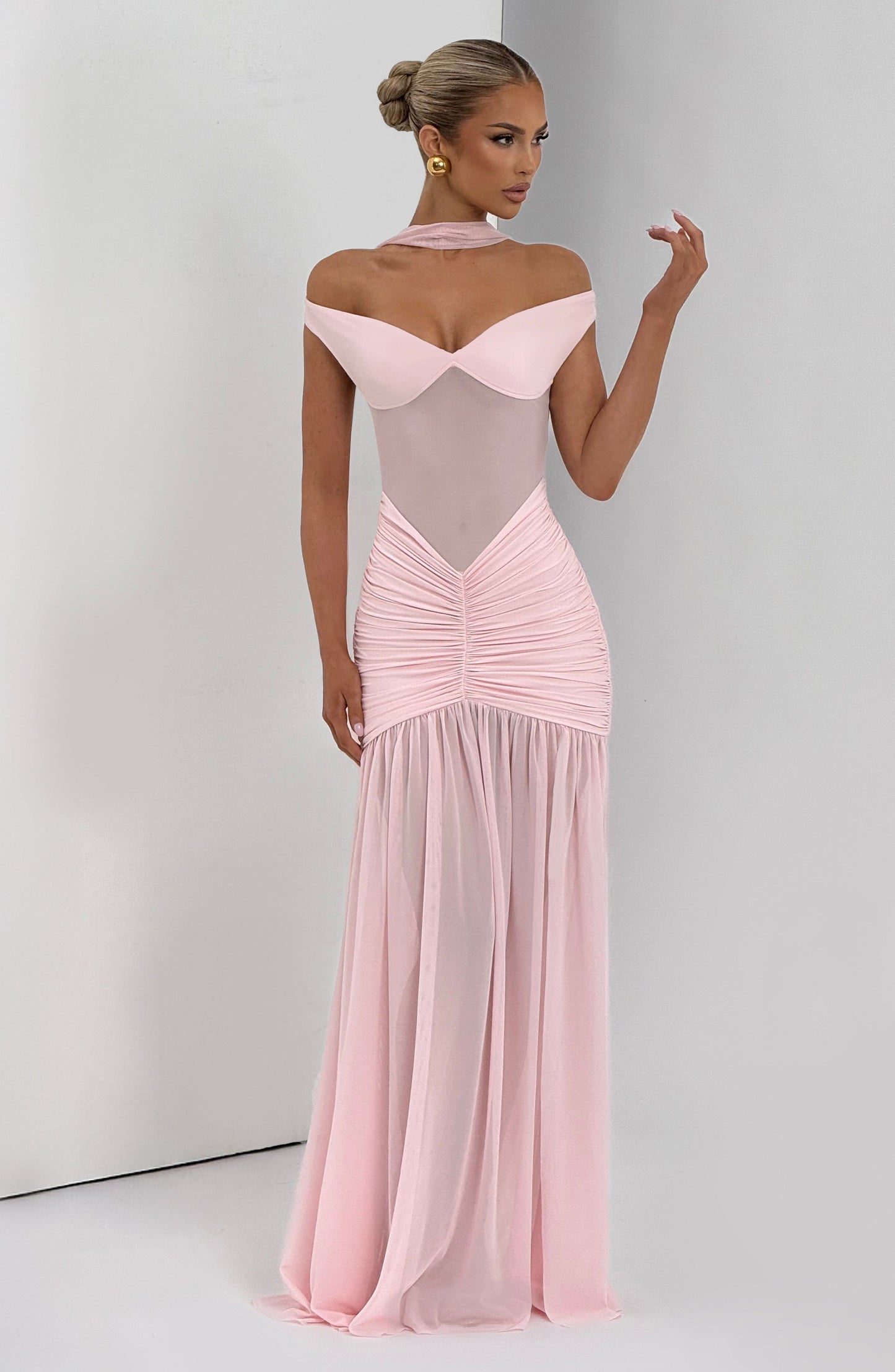 Alaia Blush Maxi Dress in XS - styled look