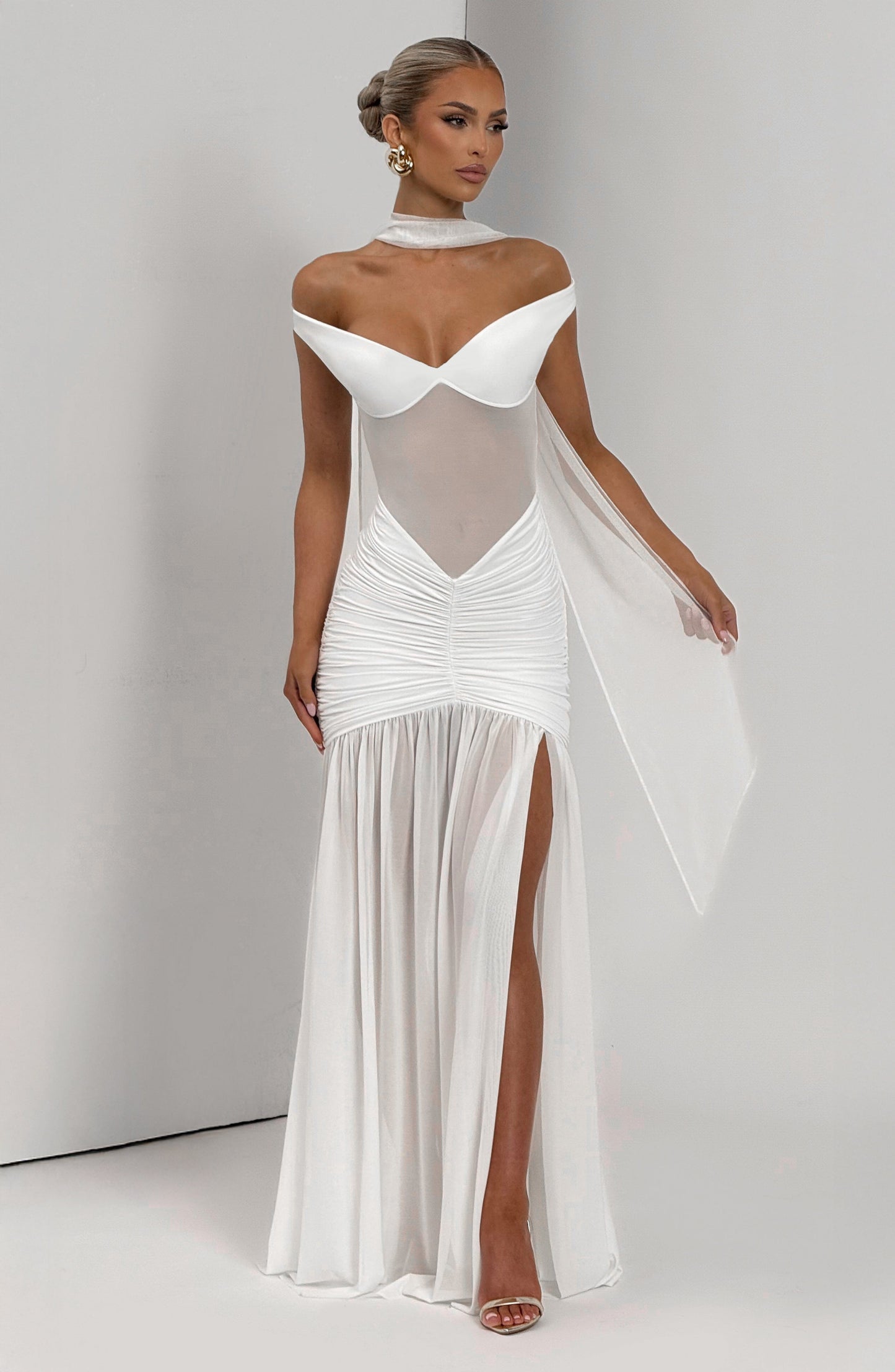 Ivory Alaia Maxi Dress in XS - styled look