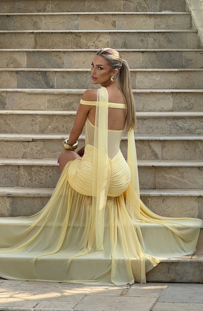 Alaia Lemon Maxi Dress in XS - styled look