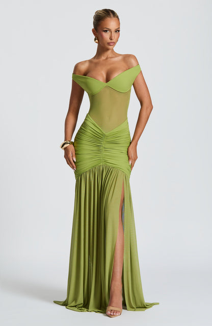 Sophia Olive Maxi Summer Dress