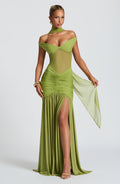 Sophia Olive Maxi Summer Dress