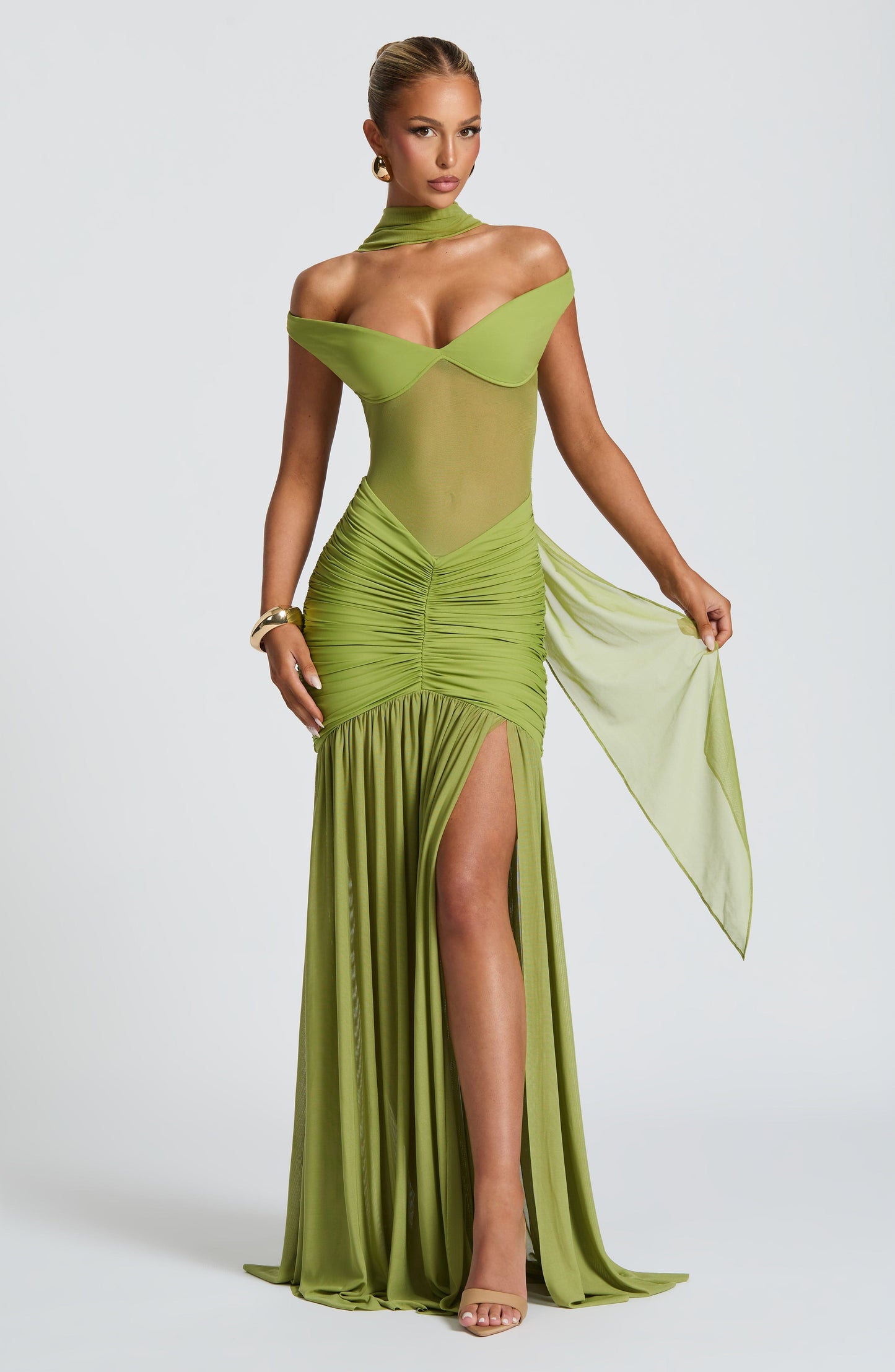 Sophia Olive Maxi Summer Dress