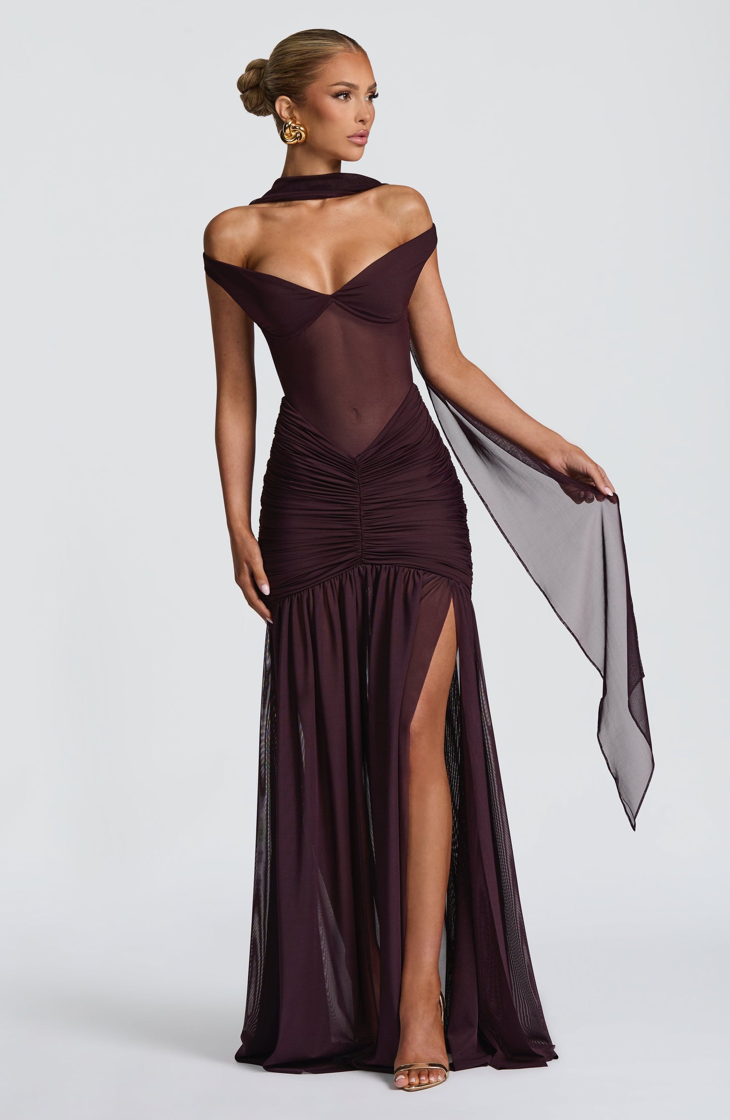 Alaia Plum Maxi Dress in XS - front view