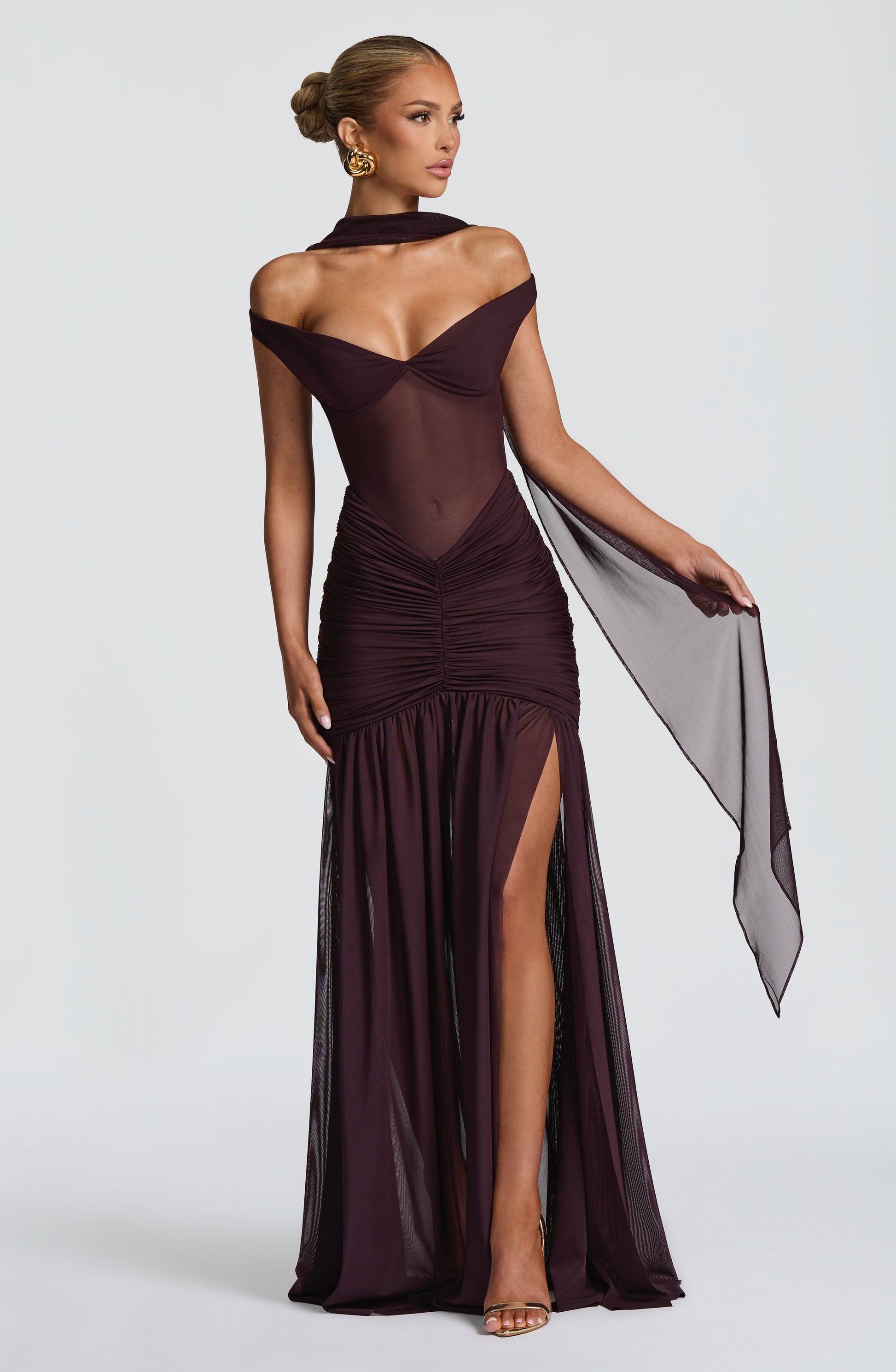 Alaia Plum Maxi Dress in XS - front view