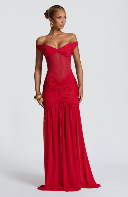 Sophia Red Maxi Summer Dress
