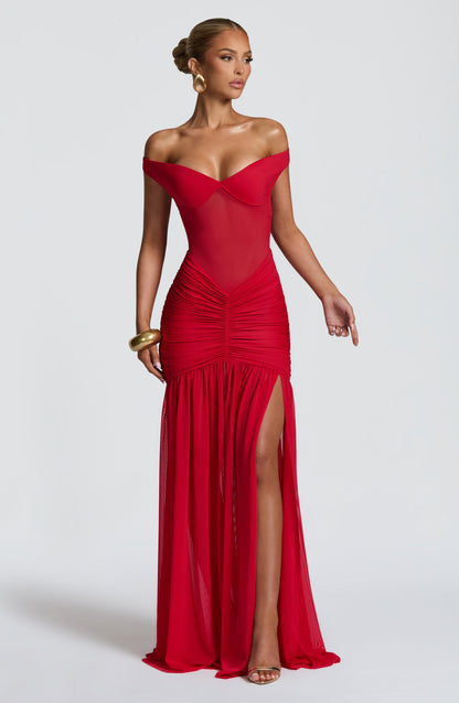 Sophia Red Maxi Summer Dress