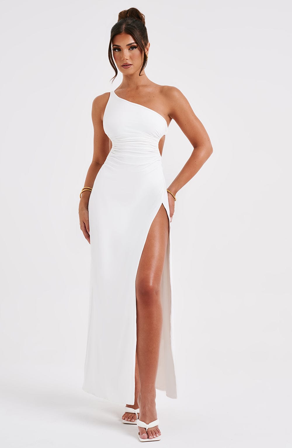 Alecia White Maxi Dress in XS - front view