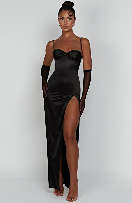Alora Black Maxi Dress in XS - front view