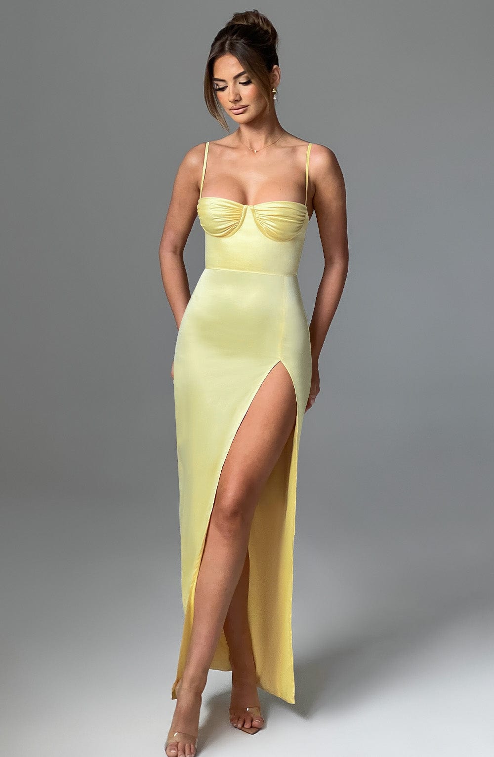 Alora Lemon Maxi Dress in XS - detail view