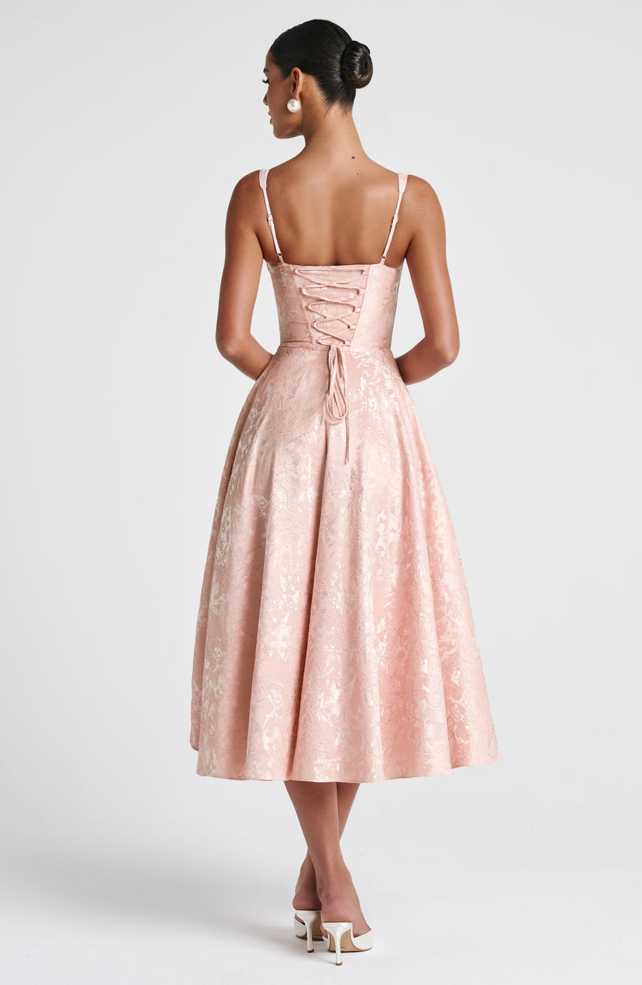 Chloe Soft Peach Midi Summer Dress
