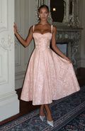 Chloe Soft Peach Midi Summer Dress