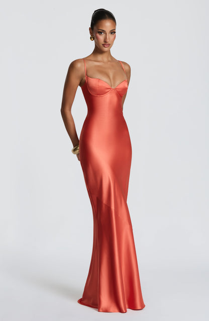Chloe Maxi Summer Dress in Burnt Orange