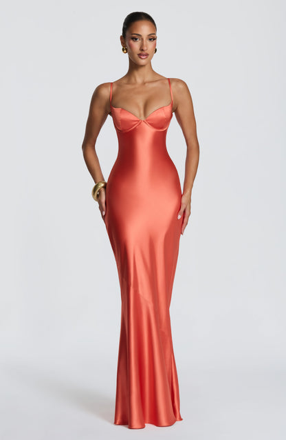 Chloe Maxi Summer Dress in Burnt Orange