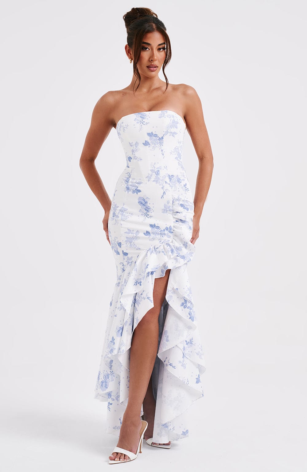 Angelina Blue Floral Print Maxi Dress in XS - image 8