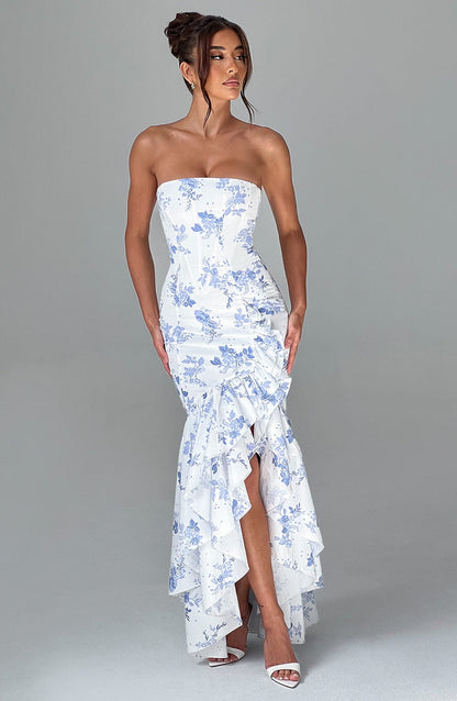 Angelina Blue Floral Print Maxi Dress in XS - image 7