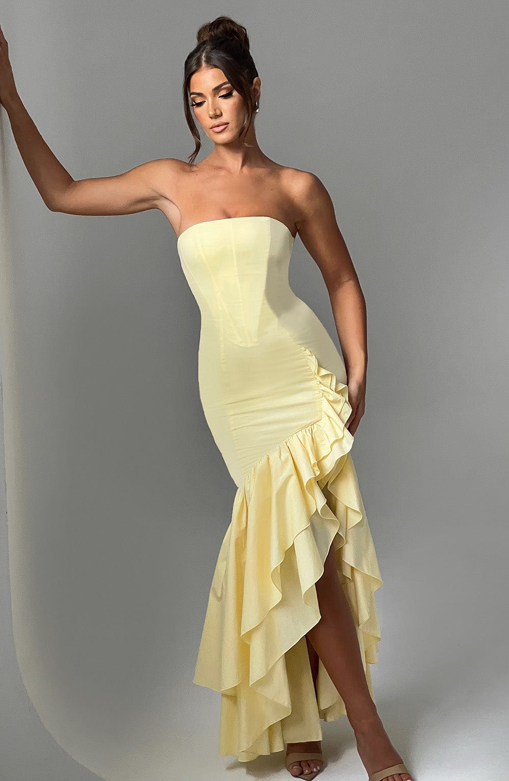 Angelina Lemon Maxi Dress in XS - back view