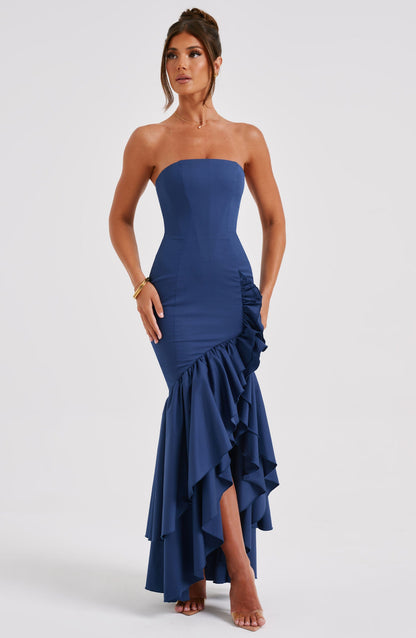 Navy Angelina Maxi Dress in XS - back view