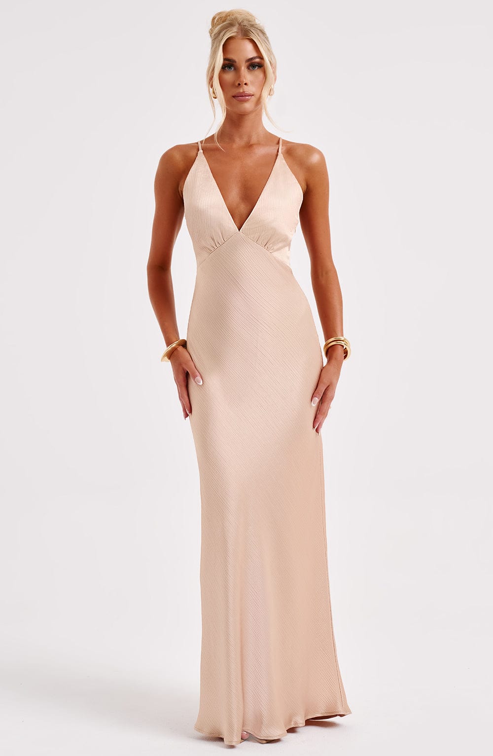 Anja Champagne Maxi Dress in XS - image 7
