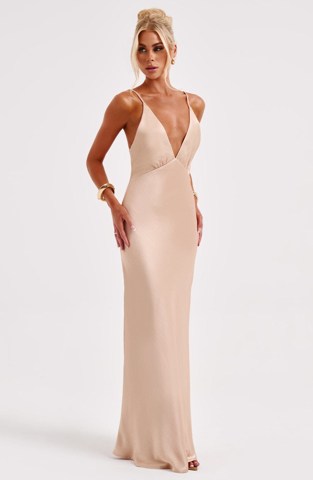 Anja Champagne Maxi Dress in XS - image 6