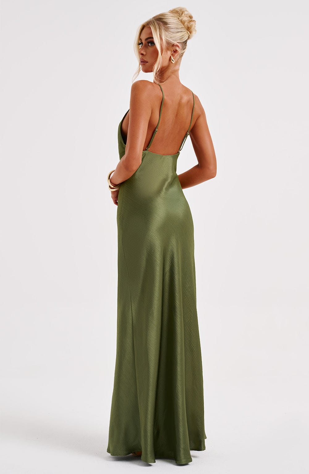 Anja Khaki Maxi Dress in XS - side view