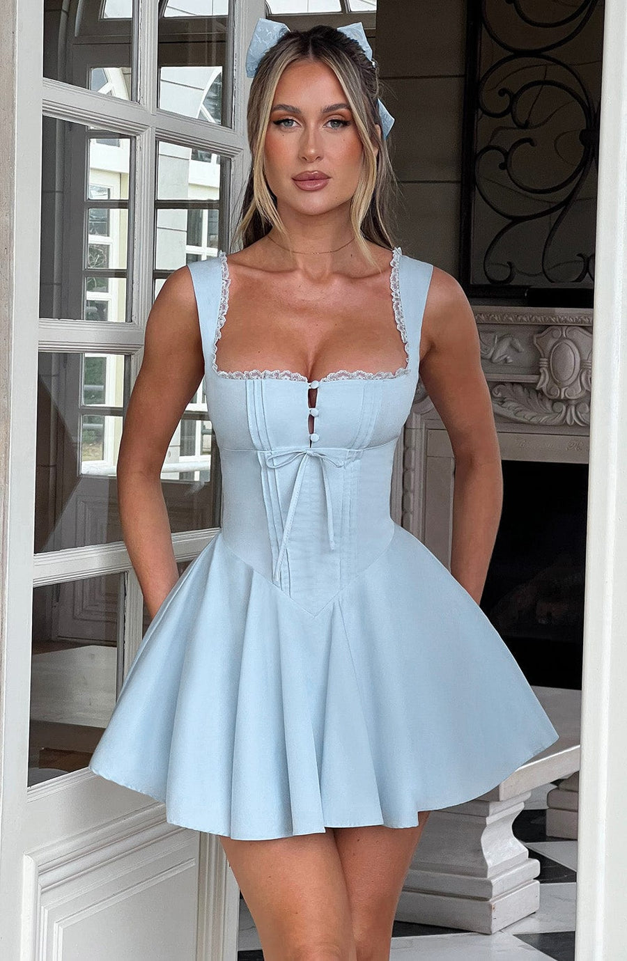 Sofia Blue Mini Sundress - Perfect for Summer