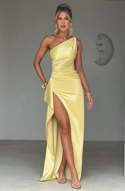 Ariel Lemon Maxi Dress in XS - front view